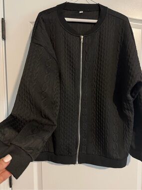 Sweater Weather Sale ! 
Black Quilted Zip-Front Women's Jacket